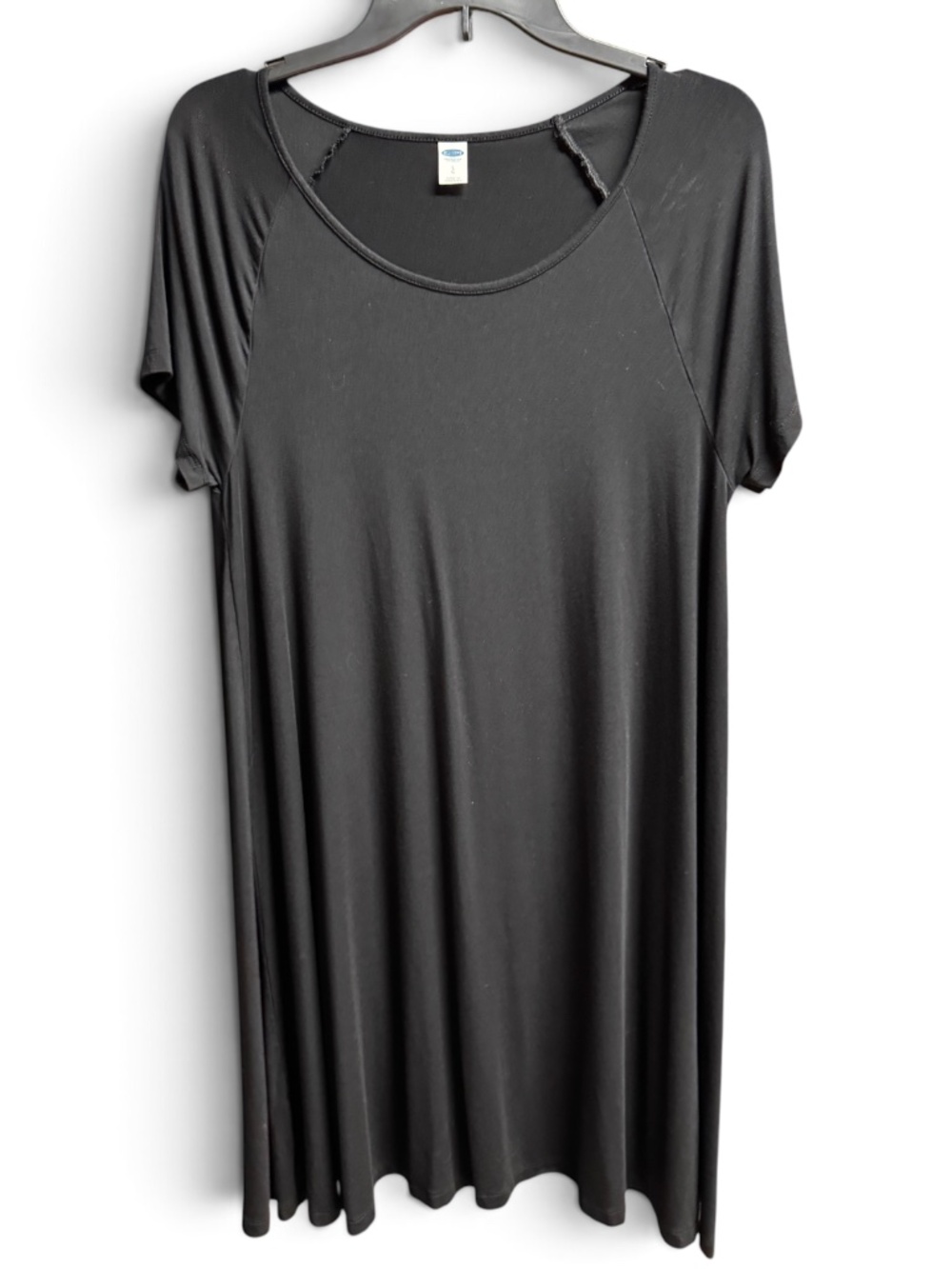 NWOT Old Navy Black Swing Dress L Soft Flowy Short Sleeve Casual